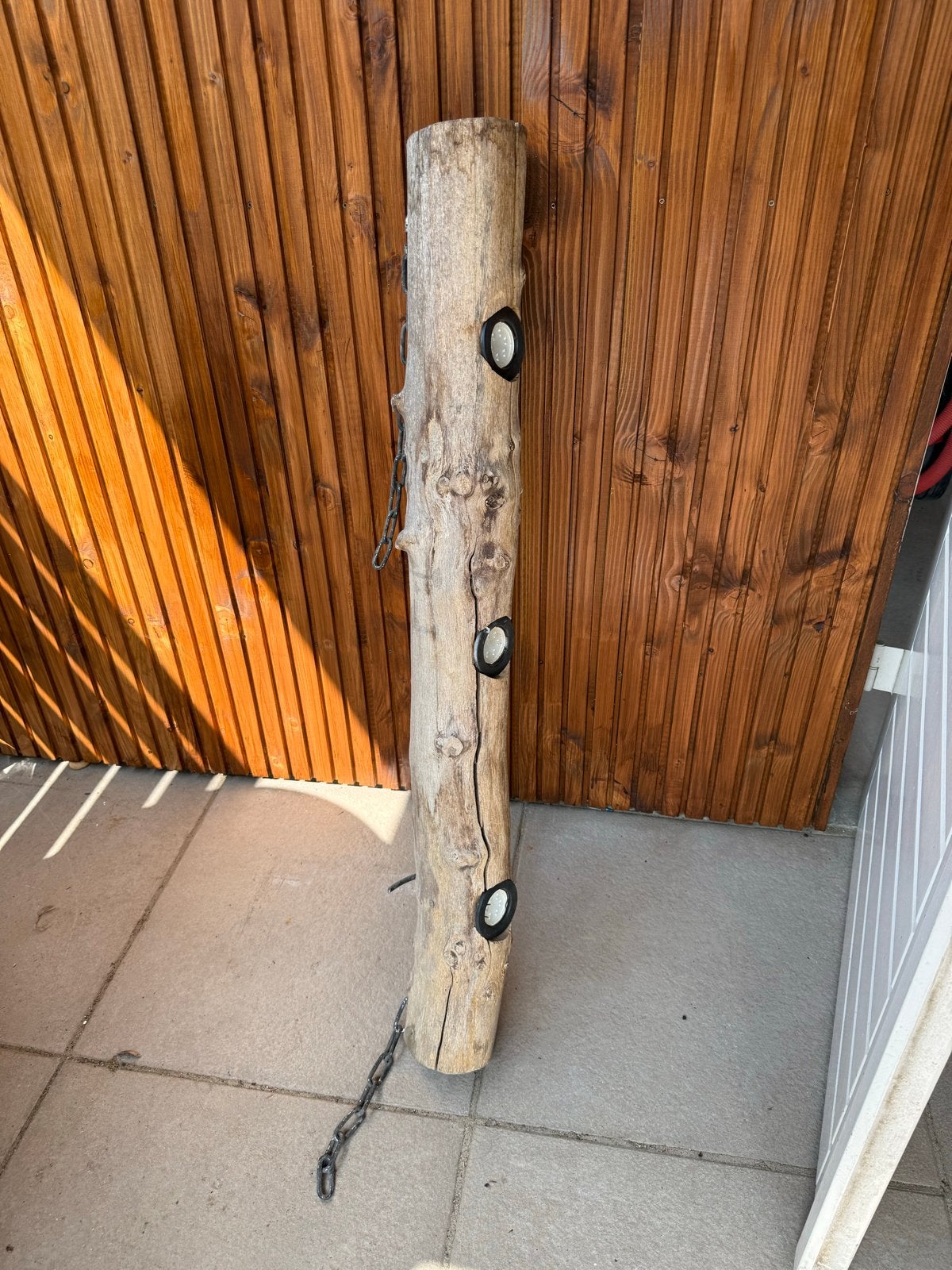 Unieke boomstam lamp voor buiten onder de veranda, Ophalen, Overige merken, Gebruikt, Waterbestendig