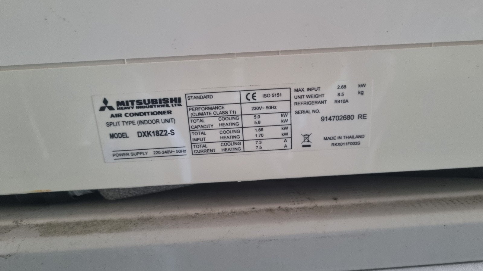 Mitsubishi DXC18Z2-S Airconditioner - Koelen en Verwarmen, 3 snelheden of meer, Ophalen of Verzenden, Zo goed als nieuw, Afstandsbediening