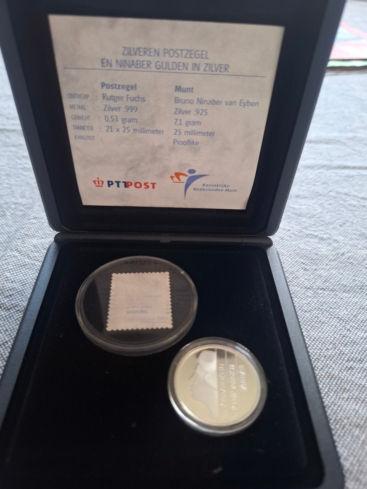 Zilveren Postzegel en Ninaber Gulden in Zilver, Ophalen of Verzenden, Overige waardes, Setje, Zilver
