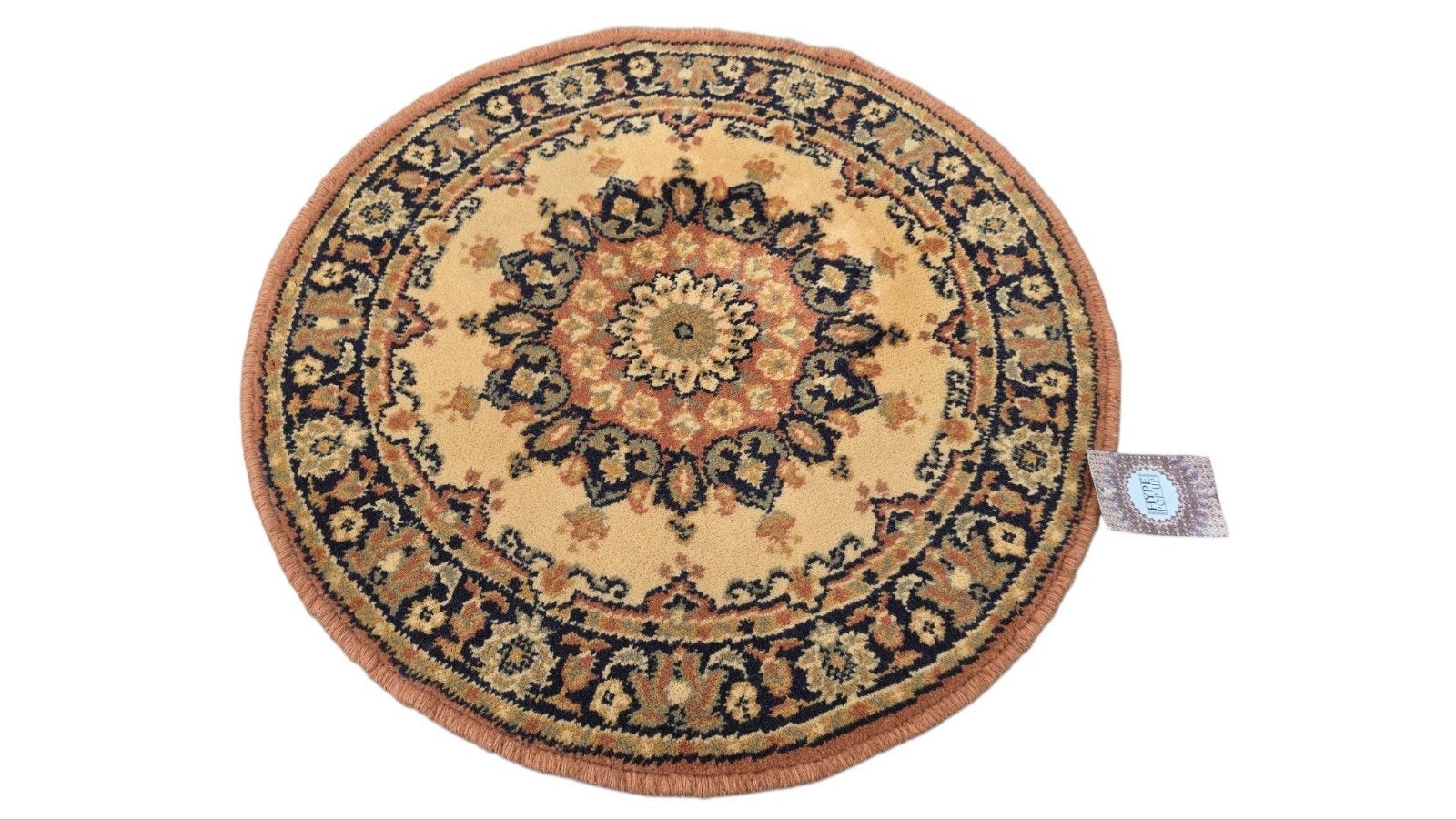 Vintage oosters rond wol vloerkleed medallion 60x60cm