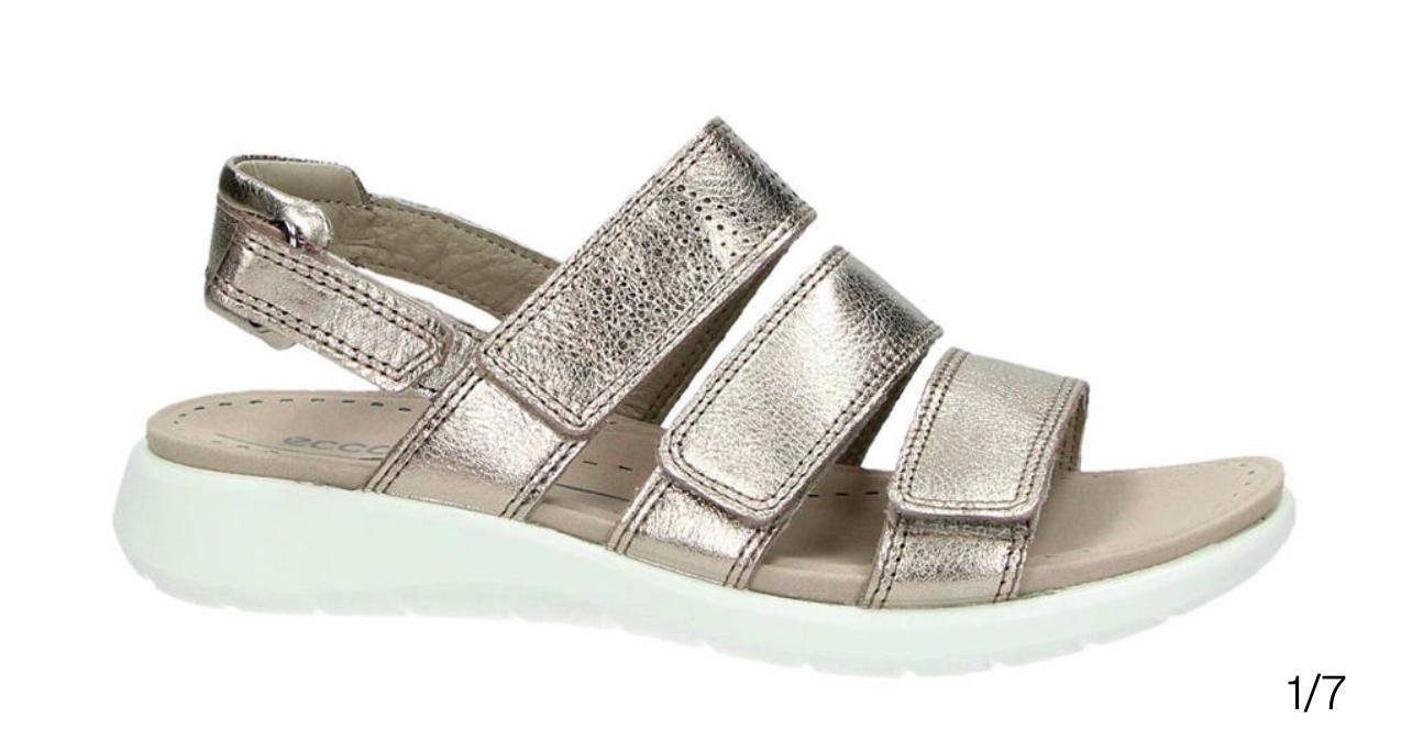 Ecco soft 5 metallic leren dames sandalen maat 40, Overige kleuren, Zo goed als nieuw, Sandalen of Muiltjes, Ophalen of Verzenden