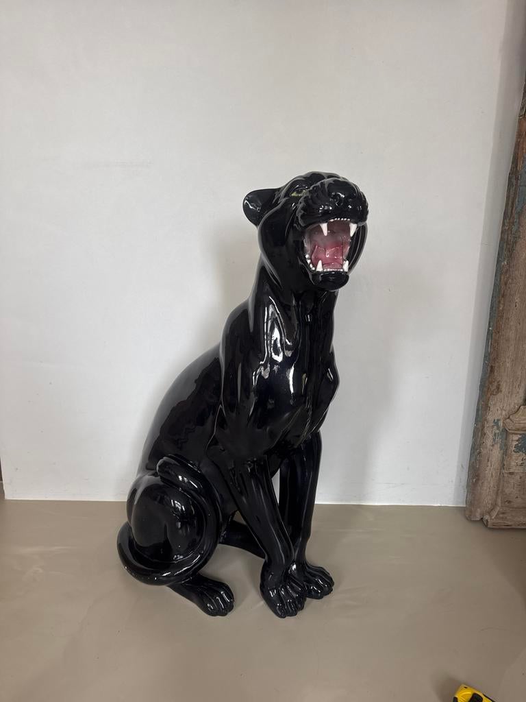 Vintage Porseleinen zwarte panter 90cm hoog, Ophalen