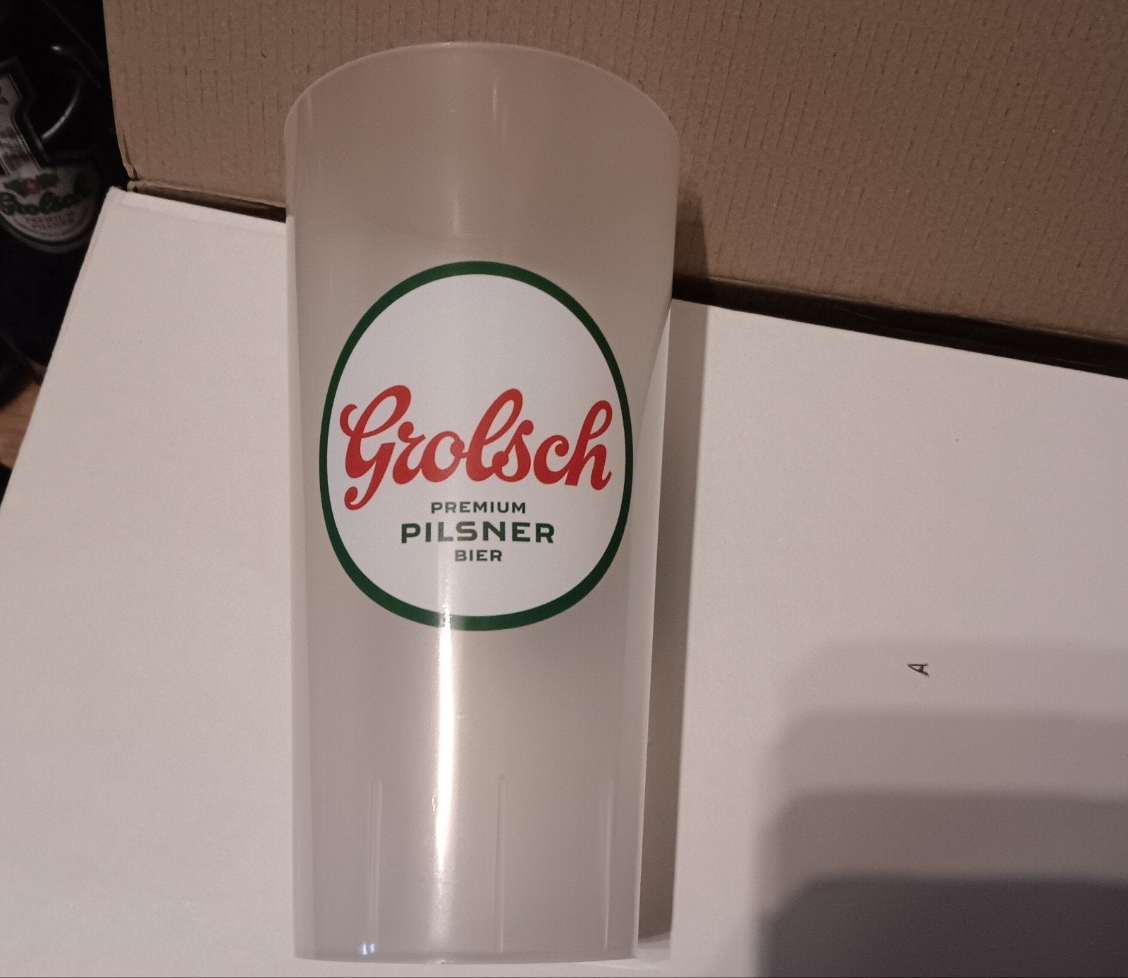 grolsch plastic beker, Ophalen of Verzenden, Zo goed als nieuw, Overige typen, Grolsch
