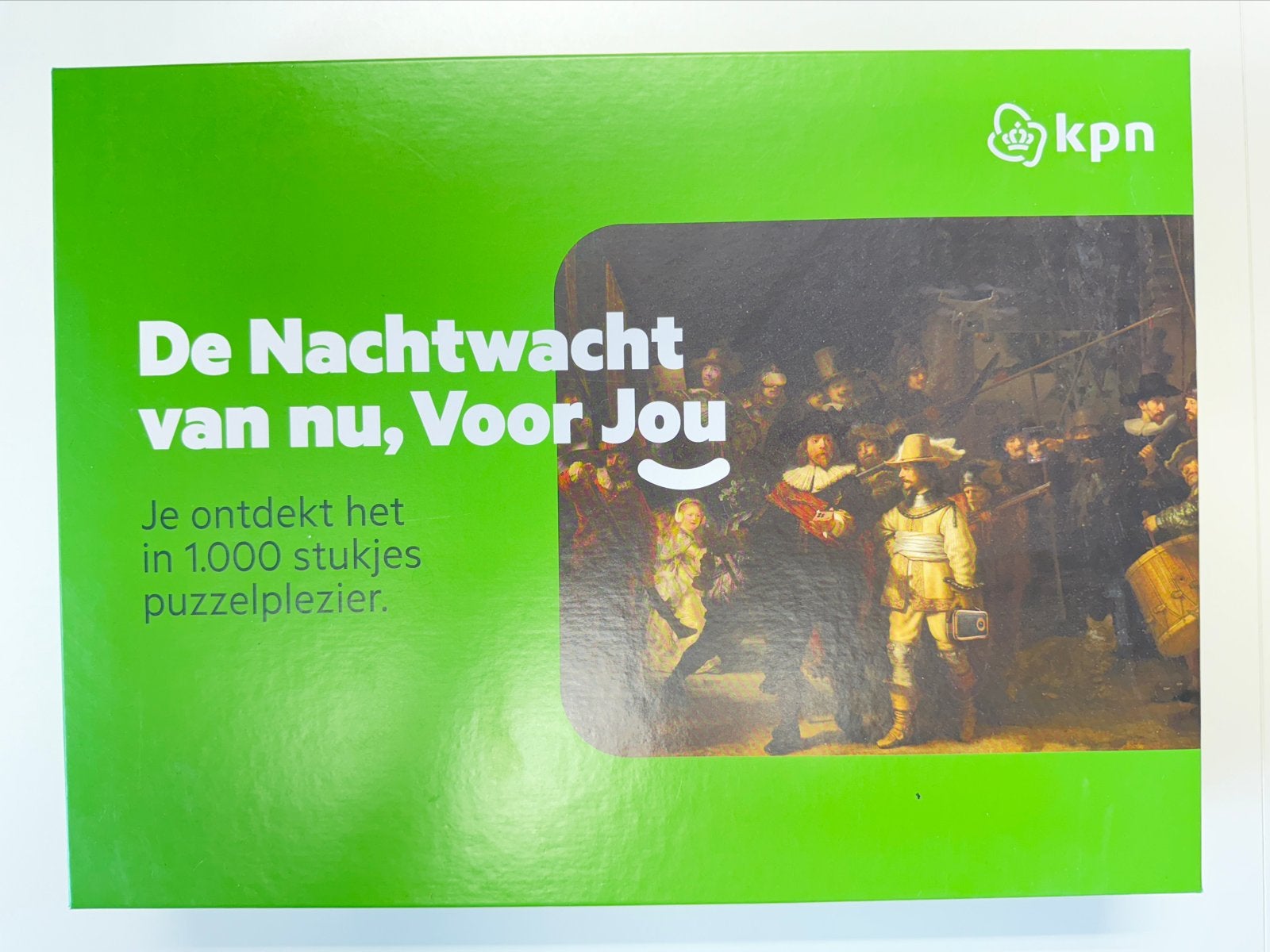 KPN De Nachtwacht van nu, Voor Jou legpuzzel 1000 stukjes, Ophalen of Verzenden, 500 t/m 1500 stukjes, Nieuw, Legpuzzel