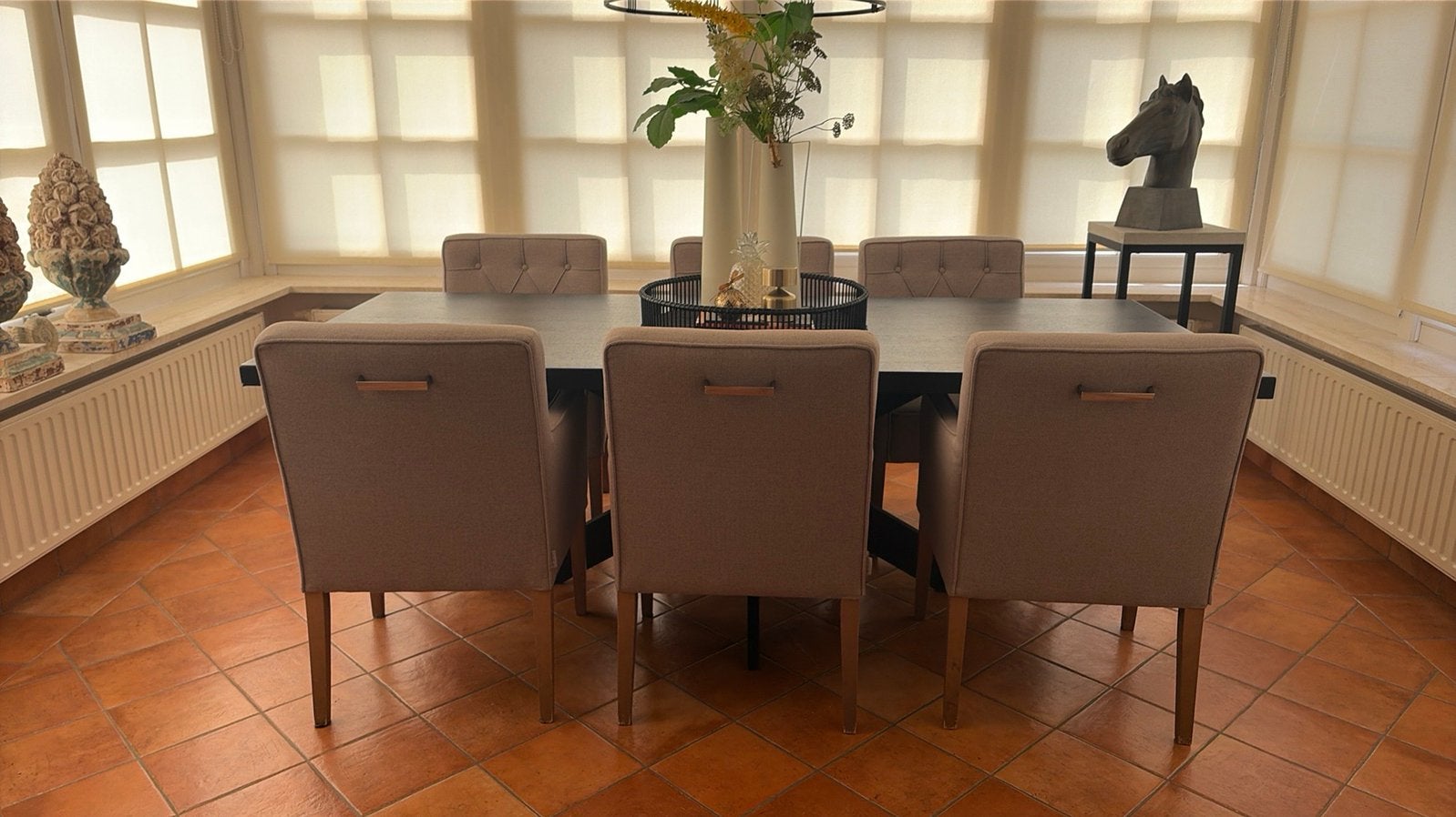 Complete eethoek spinpoot tafel Richmond armstoelen Goosens, Ophalen, Zo goed als nieuw, Landelijk klassiek hotel chic industrieel