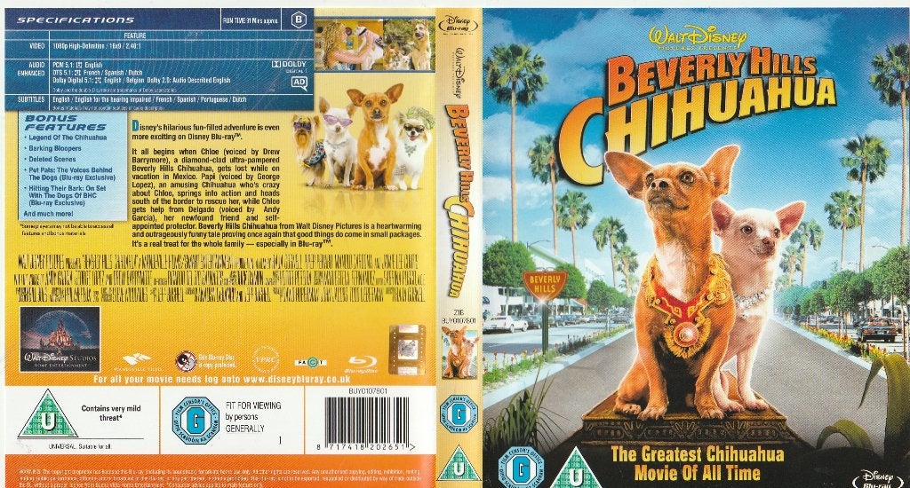 Beverly hills chihuahua blu ray (engels ), Cd's en Dvd's, Ophalen of Verzenden, Zo goed als nieuw, Tekenfilms en Animatie