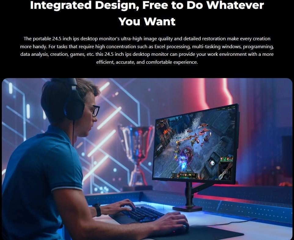 UPERFECT - UMax 24 Touch - 24.5 Inch 2K monitor + beugel, Computers en Software, Monitoren, Gaming, IPS, HDMI, Ophalen of Verzenden
