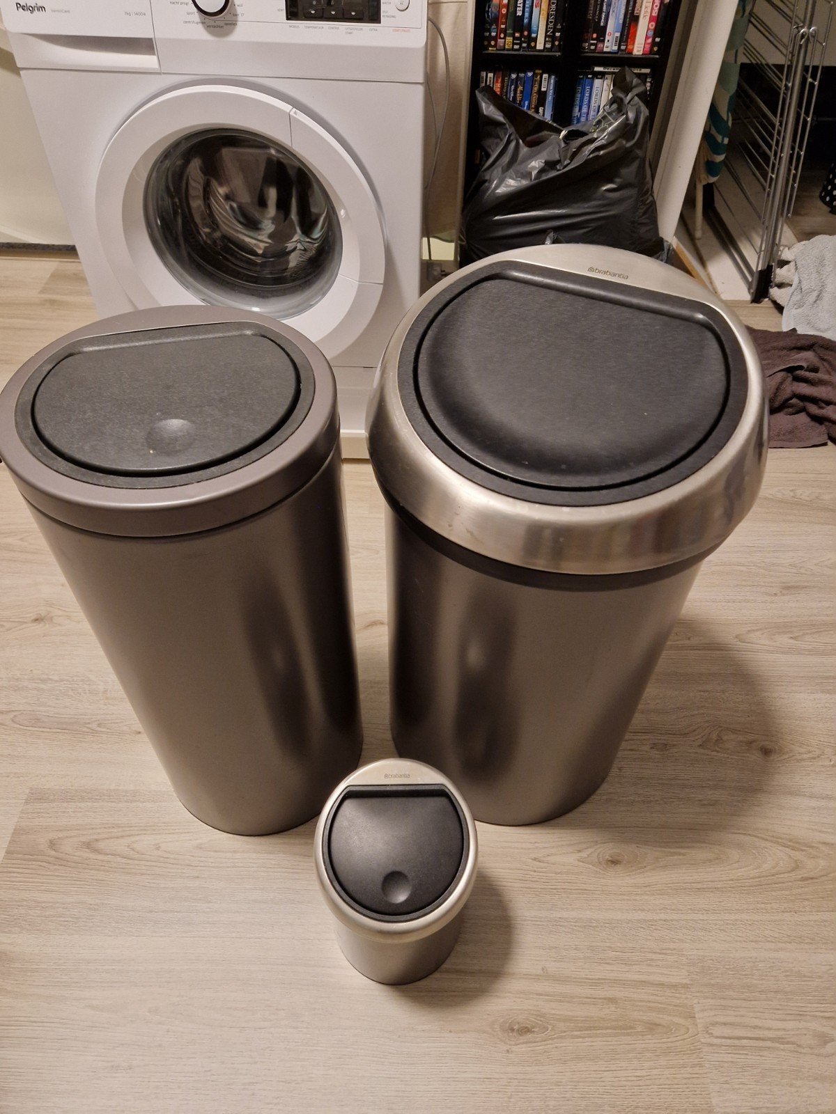 Brabantia prullenbakken 3 stuks, Huis en Inrichting, 40 liter of meer, Ophalen, Gebruikt, Metaal