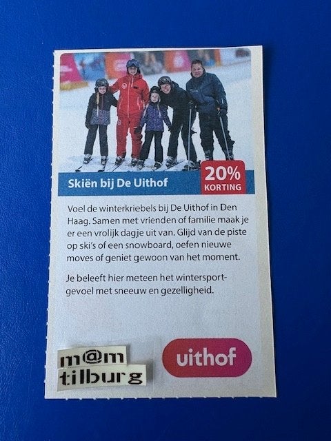 Skiën bij De Uithof 20% korting tot 1-7-2027, Tickets en Kaartjes, Drie personen of meer, Kortingsbon, Overige typen