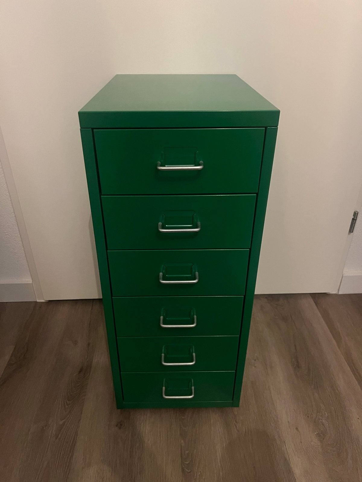Groene ladekast met 6 laden - Metaal, Ophalen, Minder dan 50 cm, Gebruikt, 5 laden of meer