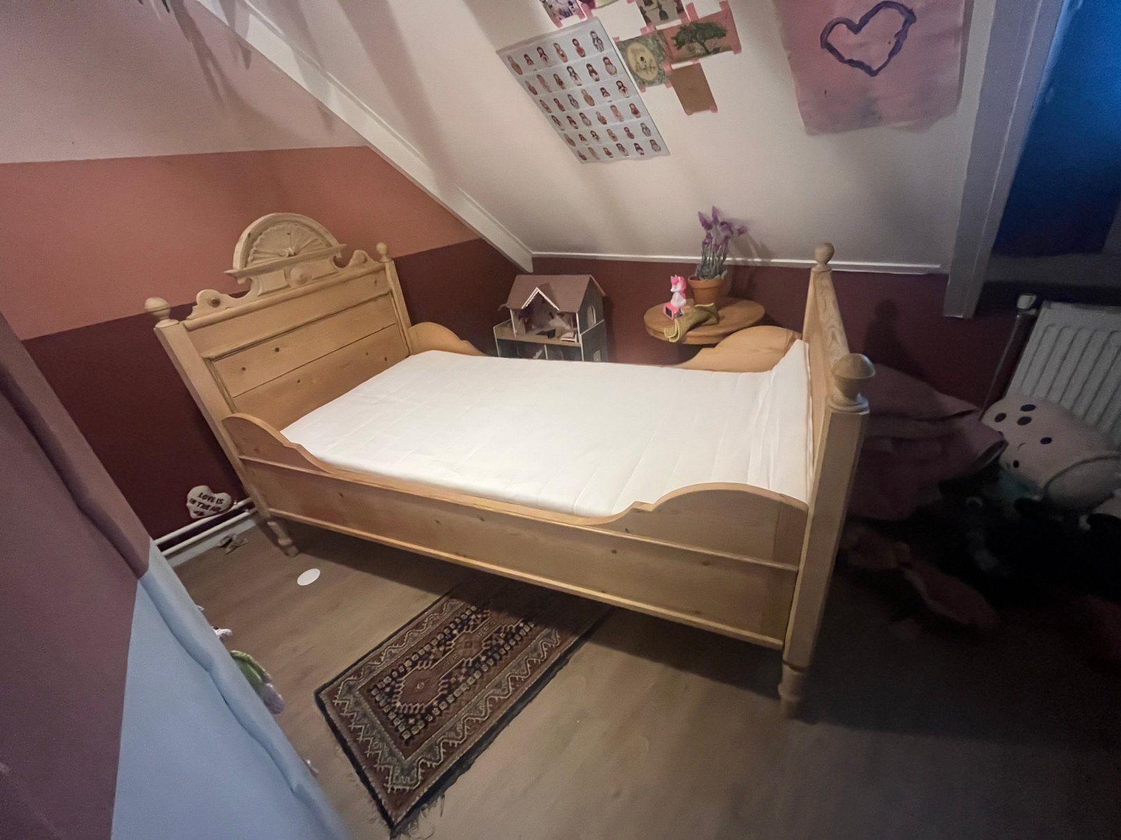 Vintage bed, 90 cm, Eenpersoons, Wit, Ophalen of Verzenden