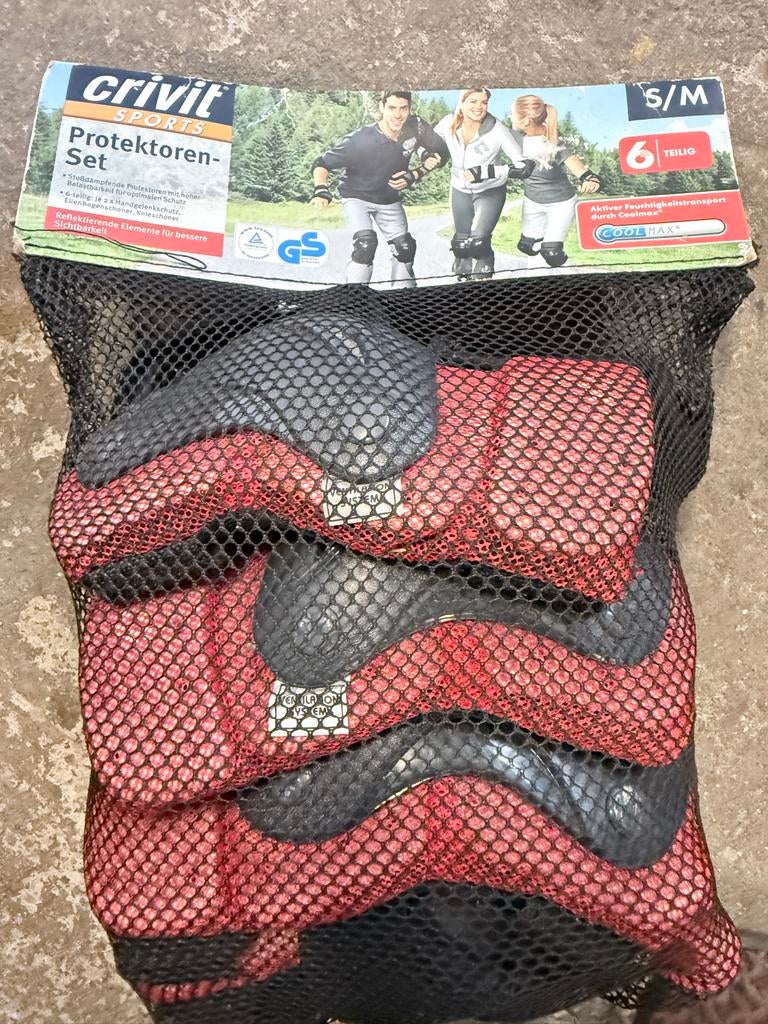 Crivit Sport Beschermset S/M - Knie, elleboog, pols, Sport en Fitness, Skeelers, Overige merken, Gebruikt, Ophalen of Verzenden