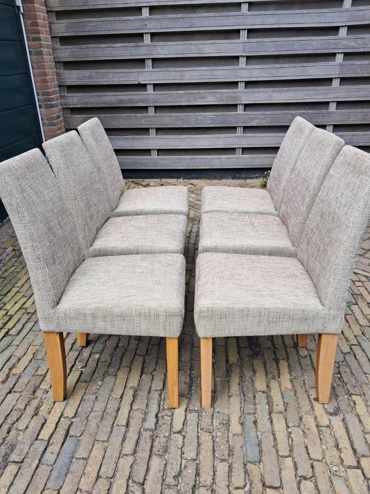 6 eetkamerstoelen, gratis af te halen, Huis en Inrichting, Stoelen, Ophalen, Gebruikt, Stof, Vijf, Zes of meer stoelen