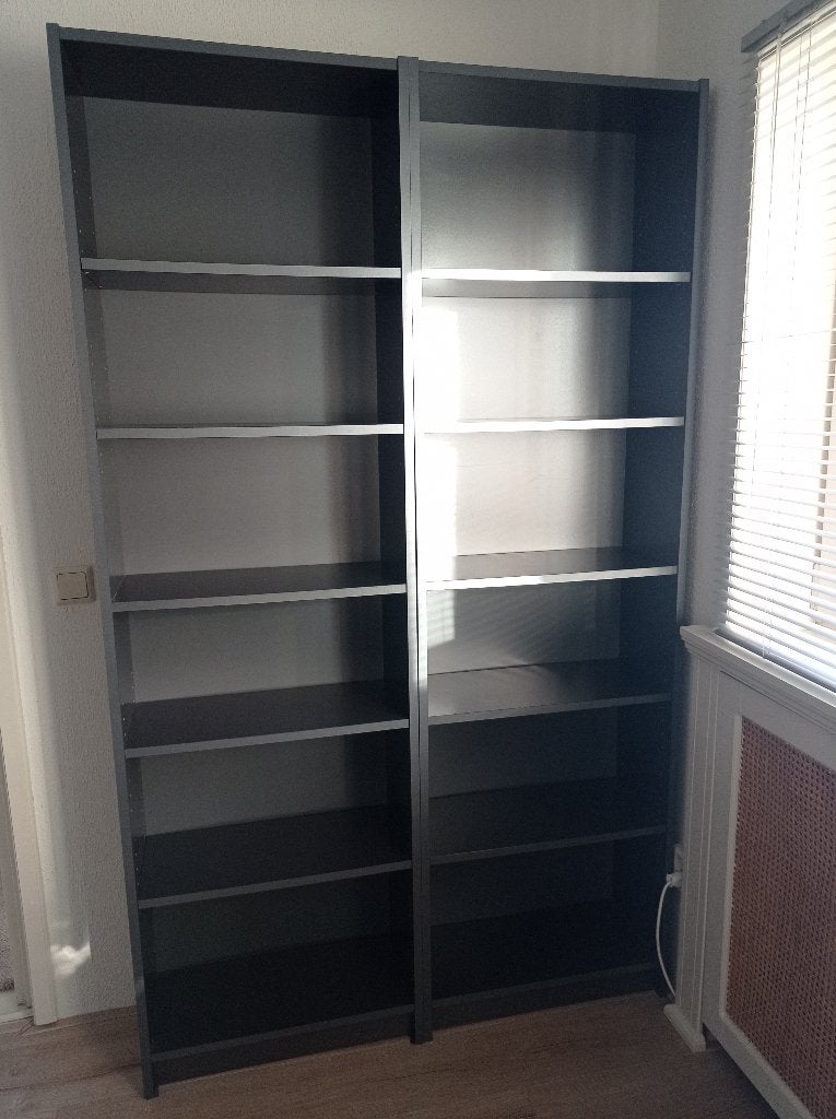 Twee Billy boekenkasten, antraciet, Ophalen, Gebruikt, 200 cm of meer, 50 tot 100 cm