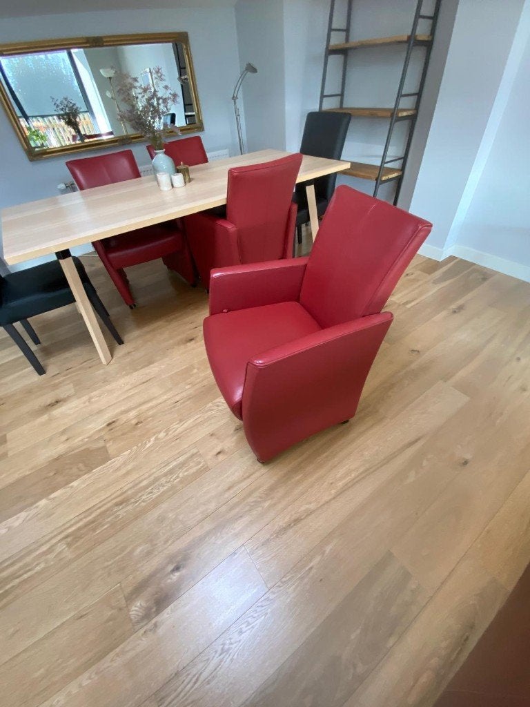 Stoelen, rode leren stoelen (4), Ophalen, Gebruikt, Leer, Vier