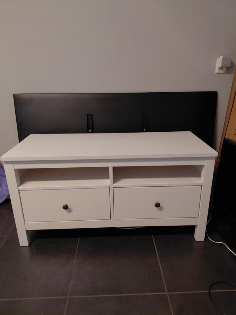 Ikea Hemnes TV-meubel wit met 2 lades, Ophalen, 100 tot 150 cm, Zo goed als nieuw, Landelijk, Scandinavisch