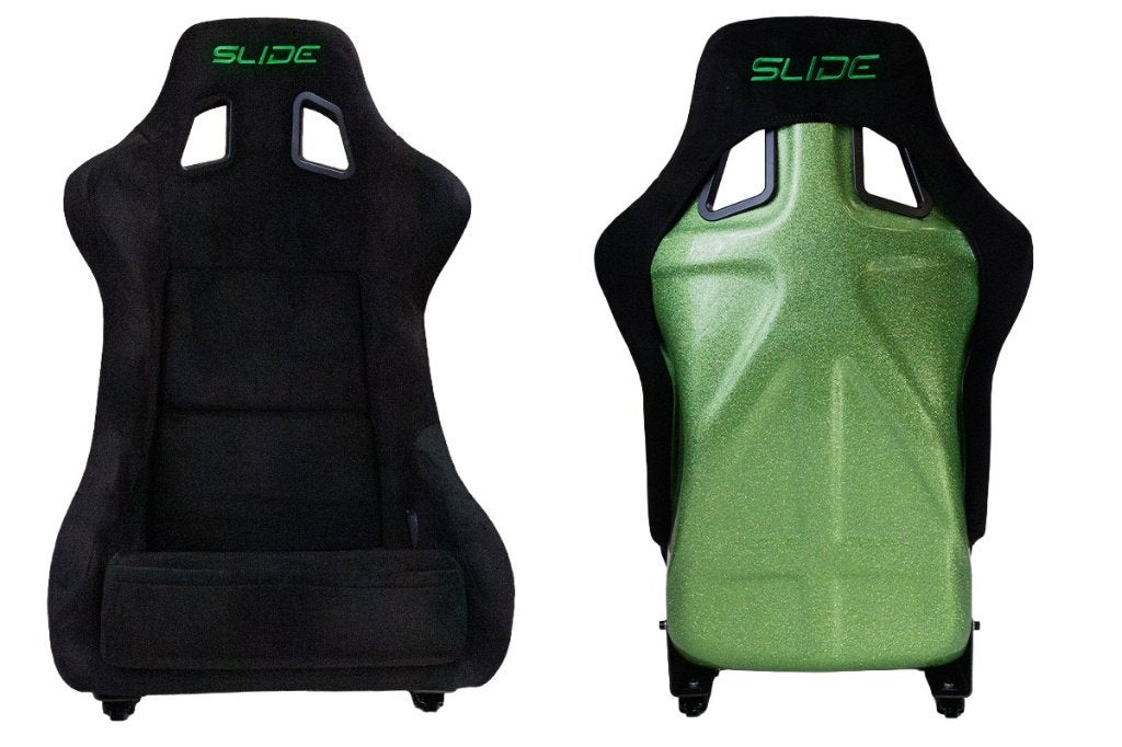 Slide KS2 Kuipstoel zwart suede alcantara groen glitter, Ophalen of Verzenden