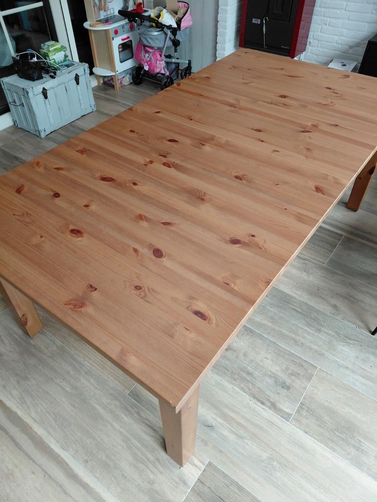 Grote (uitschuifbare) grenen tafel, Ophalen, Gebruikt, 100 tot 150 cm, 200 cm of meer