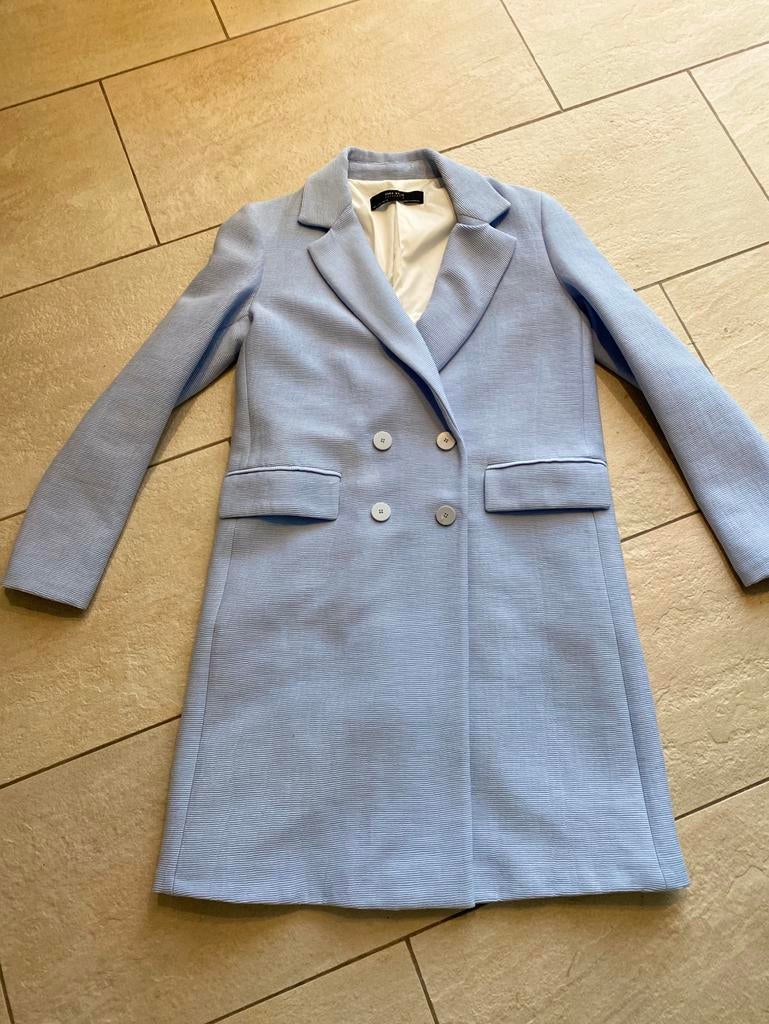 Nieuwe mooie kleur lange blazer Zara maat S, Ophalen of Verzenden, Zo goed als nieuw, Maat 36 (S), Blauw