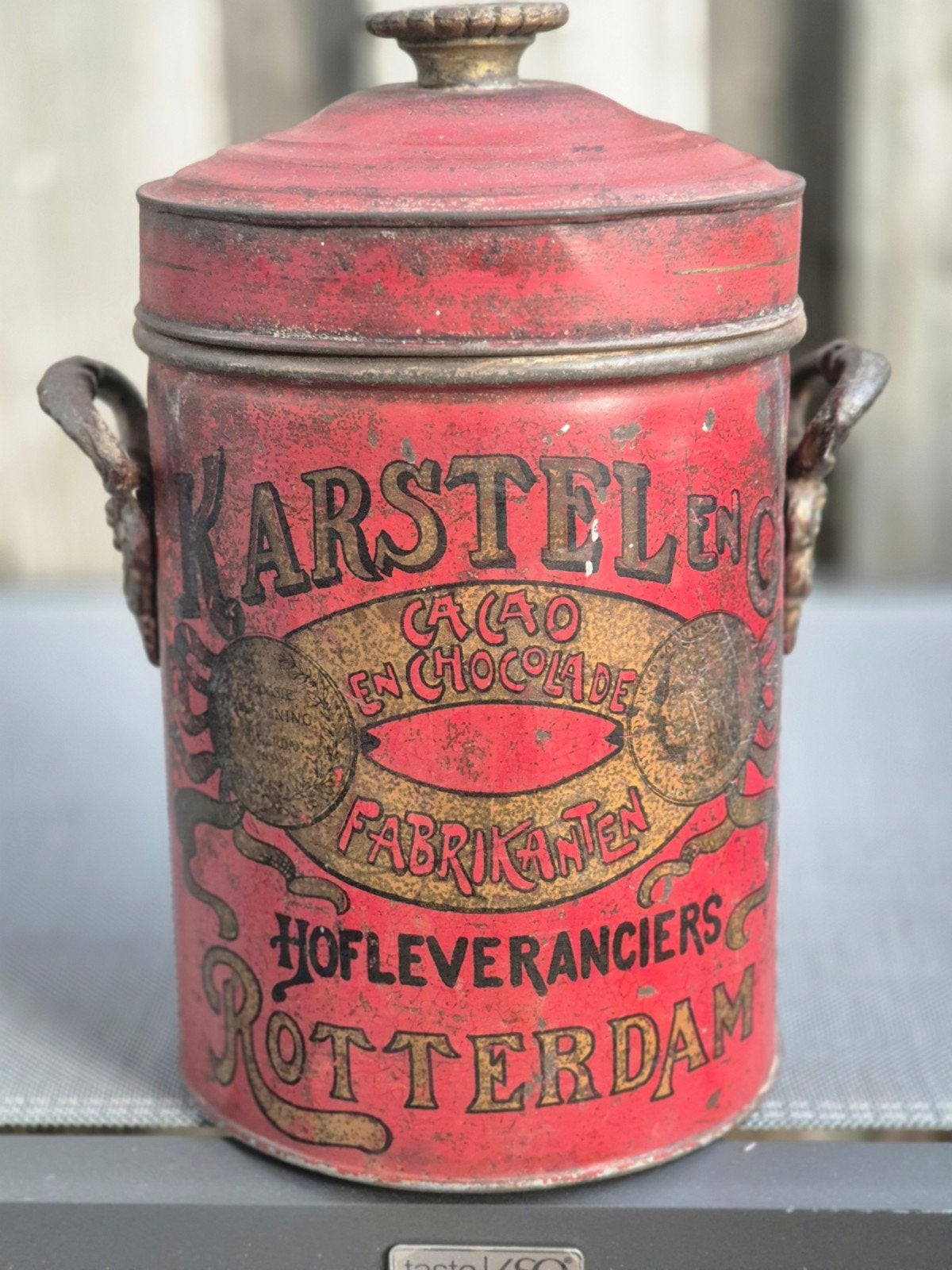 Karstel Cacao Chocolade blik tonnetje Rotterdam, Ophalen of Verzenden, Gebruikt, Overige