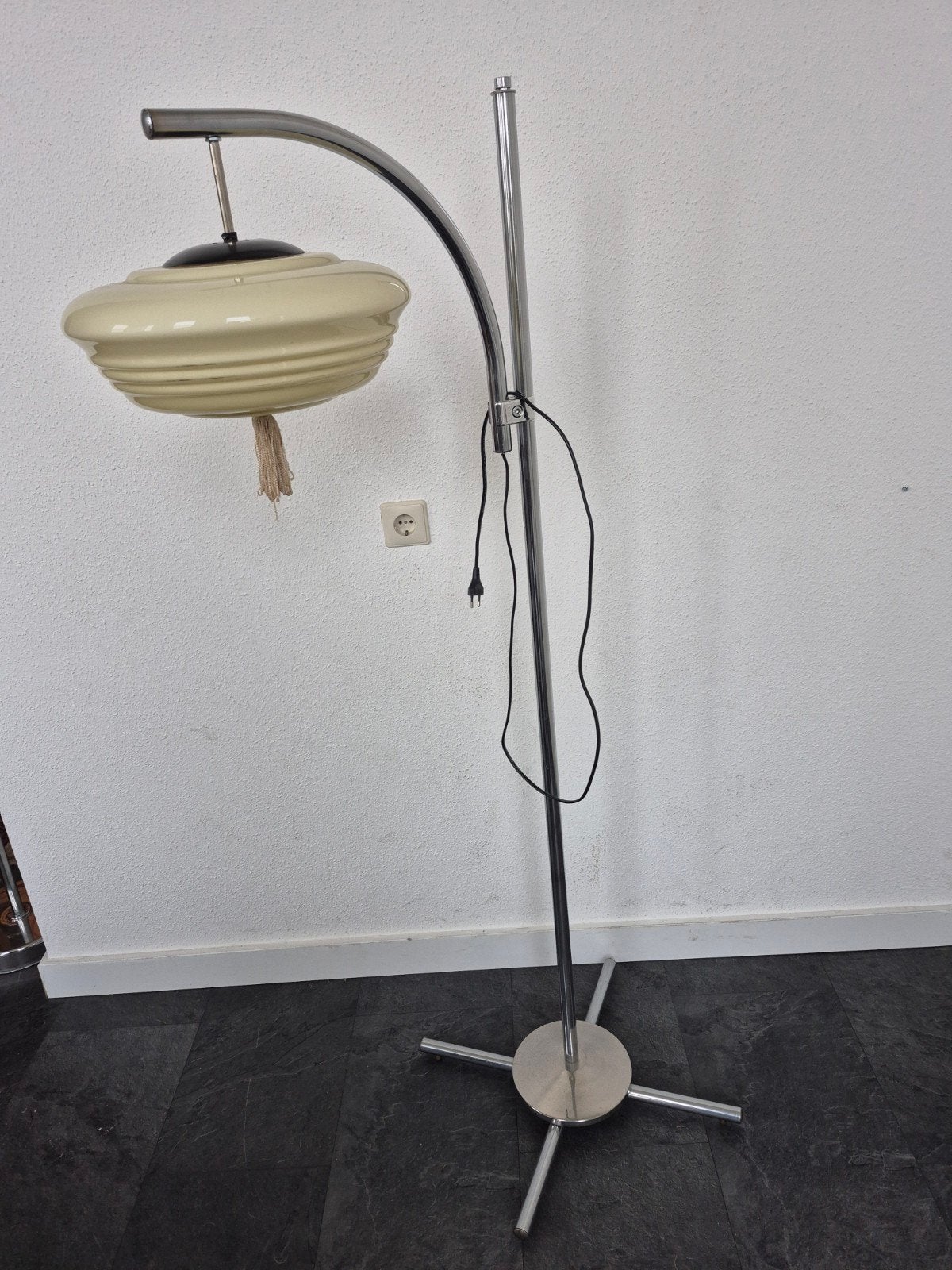 Vintage booglamp, Ophalen, Gebruikt, E27 (groot), Glas
