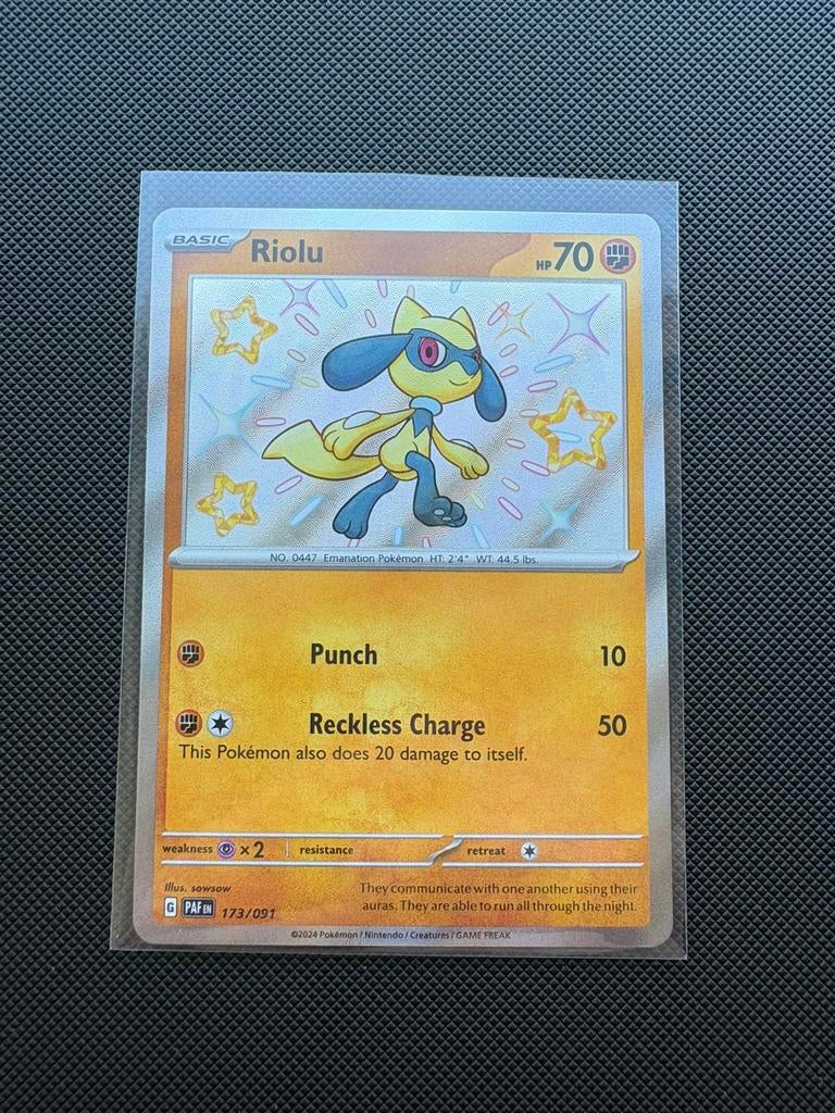 Riolu Shiny 173/091 Paldean Fates PAF, Ophalen of Verzenden, Nieuw, Losse kaart