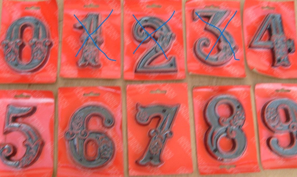 Decoratieve huisnummers (0, 4, 5, 6, 7, 8, 9) € 2,50 op=op !, Ophalen of Verzenden, Nieuw