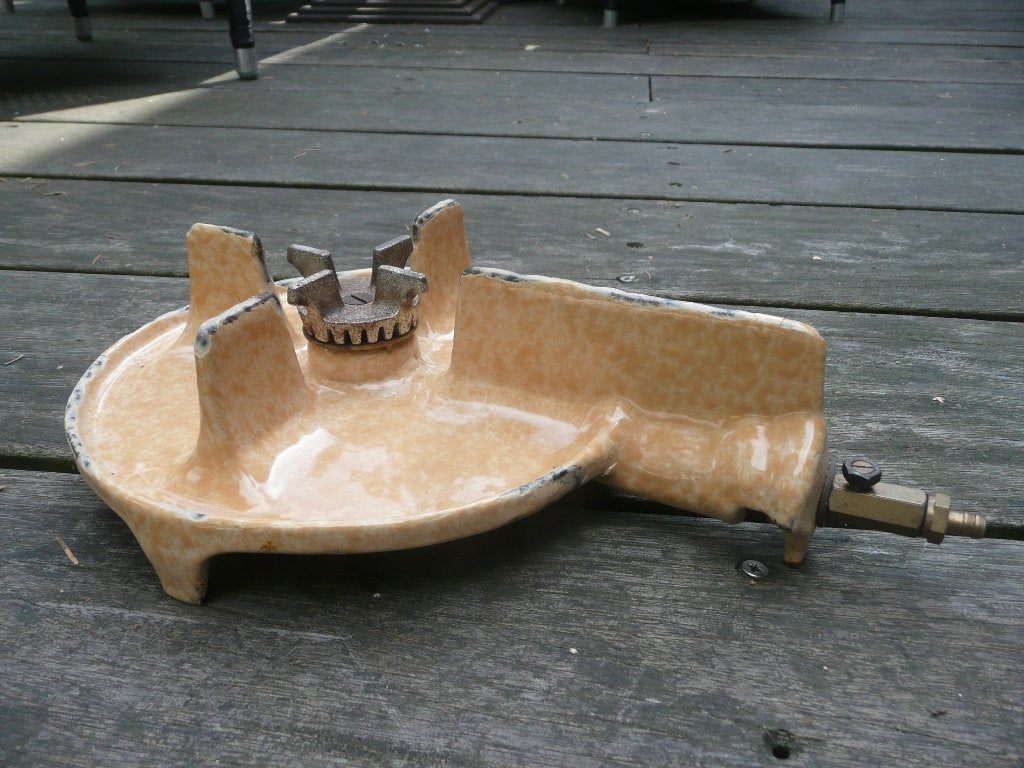 Vintage geëmailleerde 1 pits gaskookplaatje, Antiek en Kunst, Ophalen of Verzenden