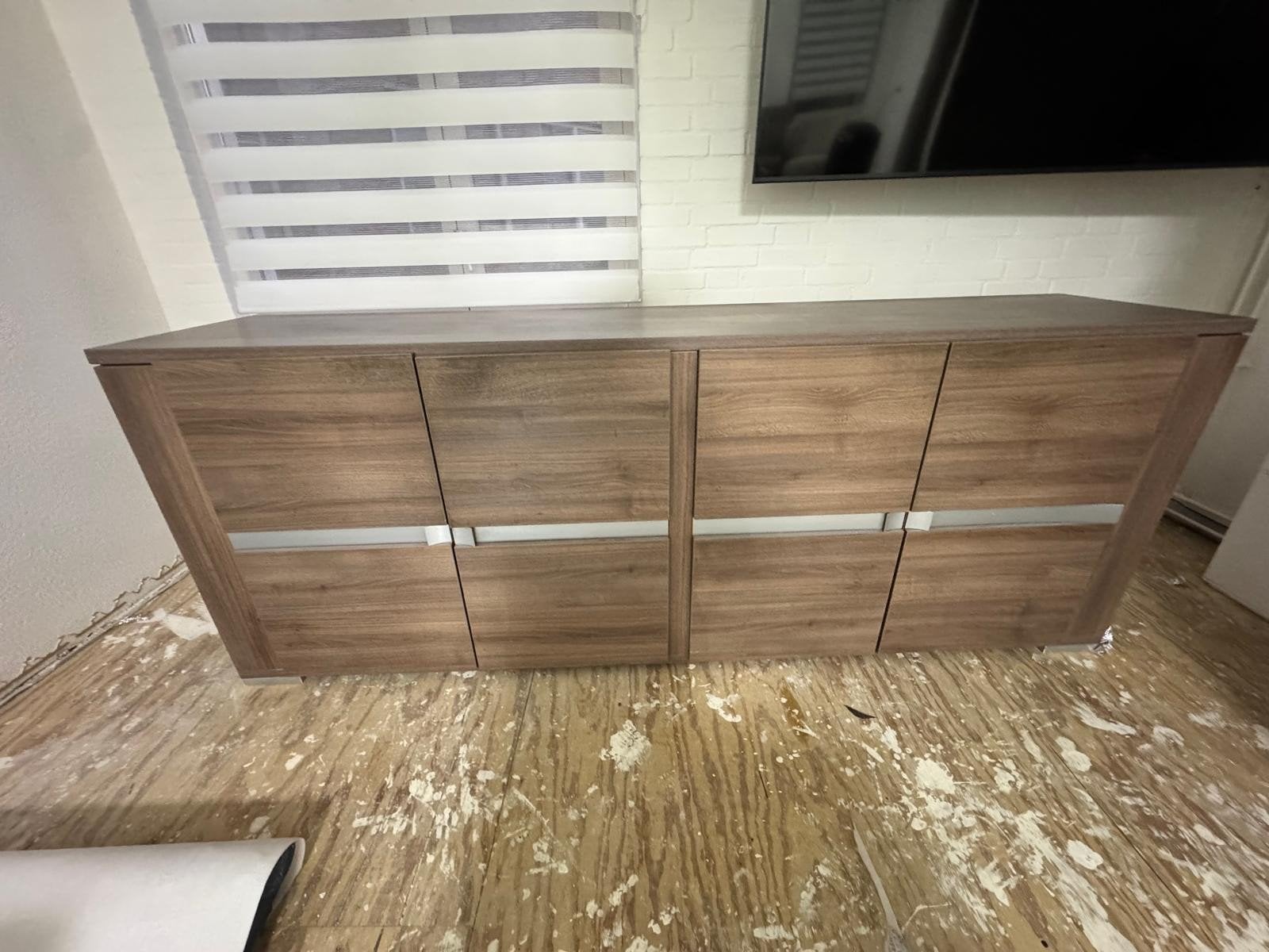 dressoir, bruin, met spiegels. 231x50 cm met deuren en plank, Ophalen, 200 cm of meer, 25 tot 50 cm, Overige houtsoorten