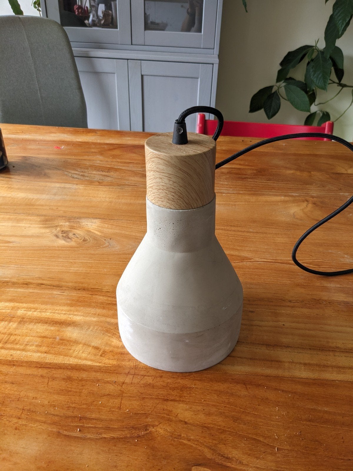 Nieuwe hanglamp van beton met hout design, Ophalen, Nieuw, Hout, E27 (groot)