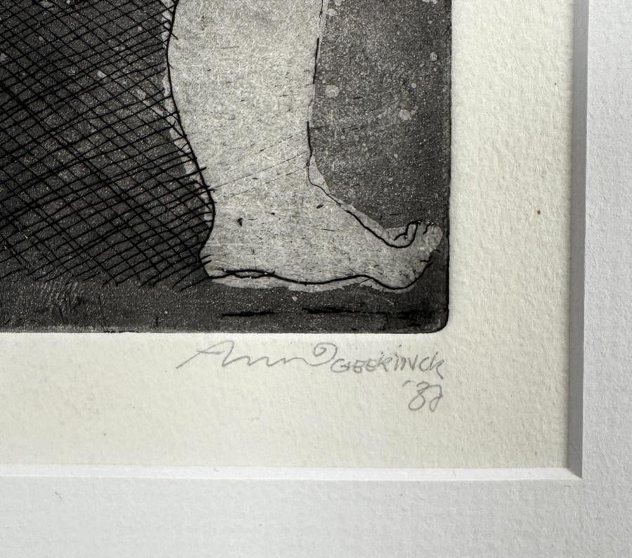 1456. Ets, Ann Geerinck - vrouwelijk naakt, 1987, Antiek en Kunst, Ophalen of Verzenden