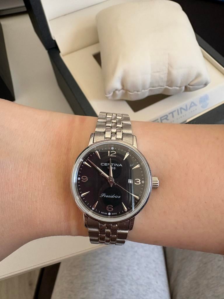 Certina horloge met certificaat en verlengstuk, Overige merken, Leer, Staal, Polshorloge