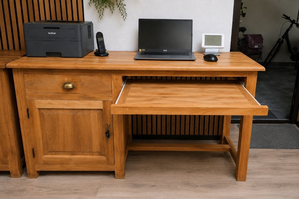 Computermeubel teakhout, Ophalen, Gebruikt, 70 tot 120 cm, Teakhout