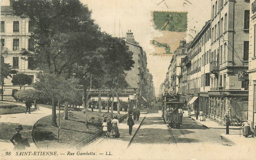 379-007-013 Saint-Etienne Rue Gambetta, Verzenden, Voor 1920, Frankrijk