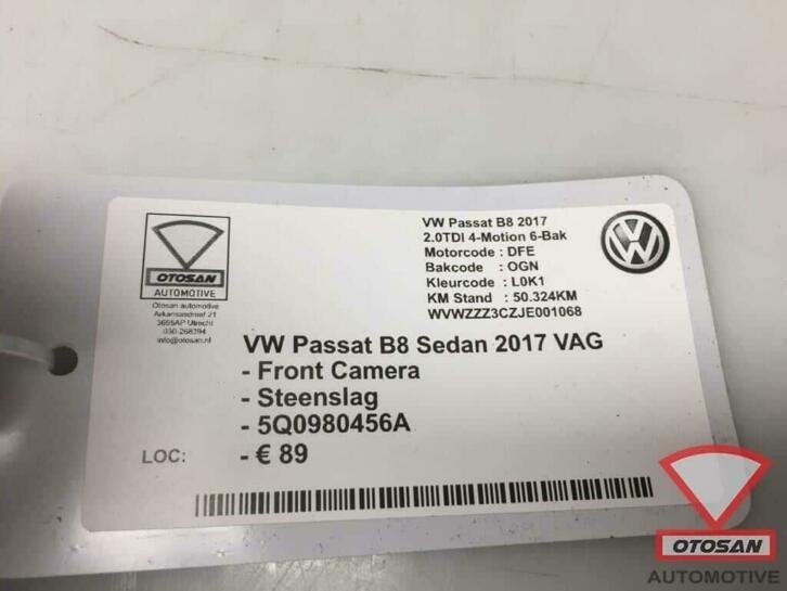 vw passat b8 2017 vag front camera voorzijde 5q0980456a, Auto-onderdelen, Gebruikt, Volkswagen, Volkswagen AG, Berliner Ring 2
38440  Wolfsburg, DE