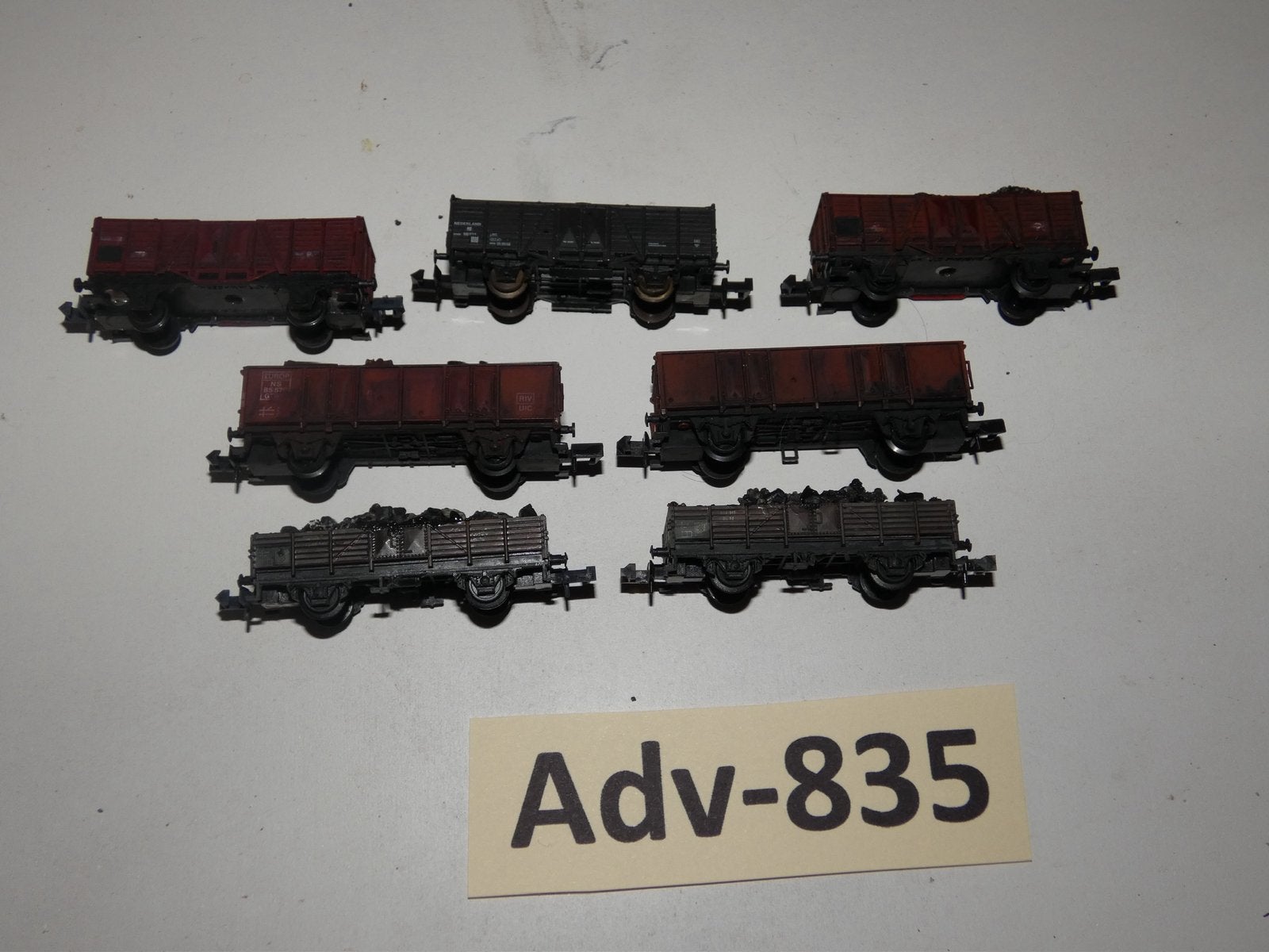Adv-835 N Spoor Lage en Hoge Bakwagons beladen met kolen, Gebruikt, Gelijkstroom, Wagon, Ophalen of Verzenden
