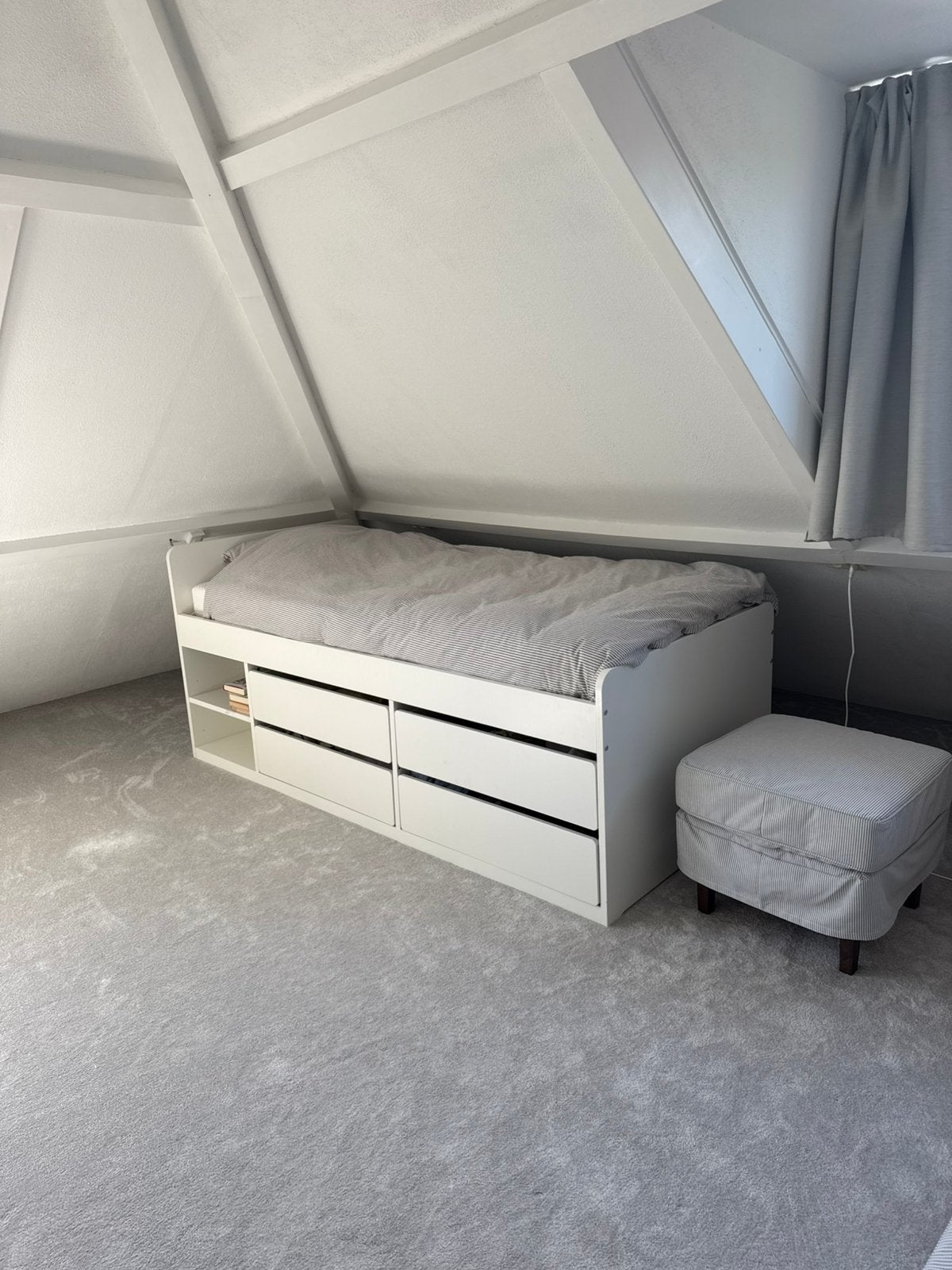 Bed (90x200), Ophalen, 90 cm, Eenpersoons, Wit