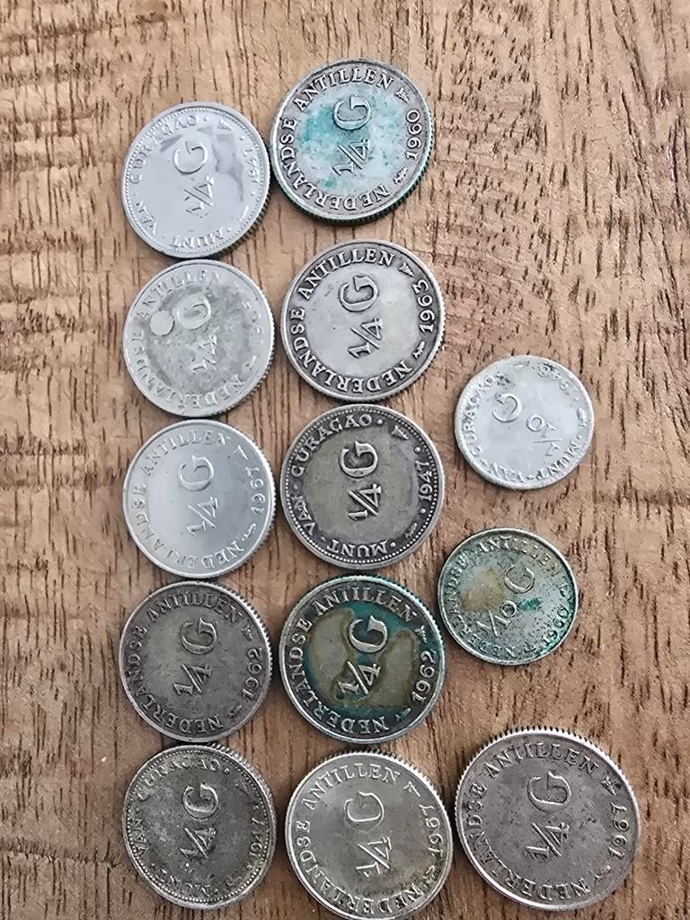 Collectie van 13 Nederlandse Antillen zilveren munten, Postzegels en Munten, Munten | Nederland, Ophalen of Verzenden, Koningin Beatrix
