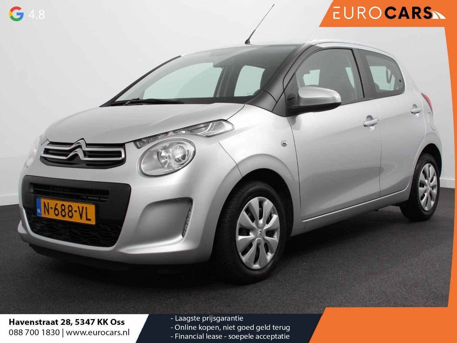 Citroen C1 1.0 VTi Feel Airco Carplay Navi Achteruitrijcamer, Stof, Gebruikt, 4 stoelen, C1