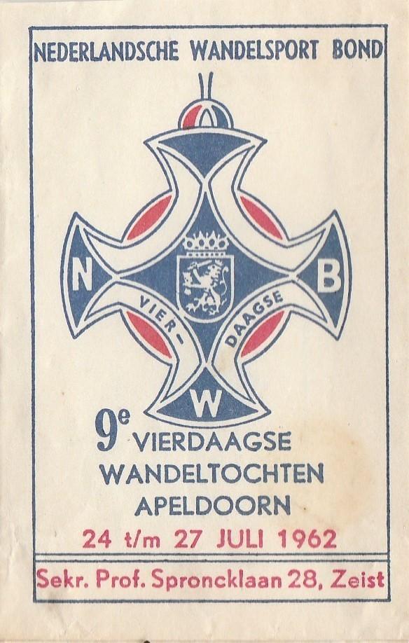 vierdaagse wandeltochten Apeldoorn 1962 - Sproncklaan Zeist, Ophalen of Verzenden