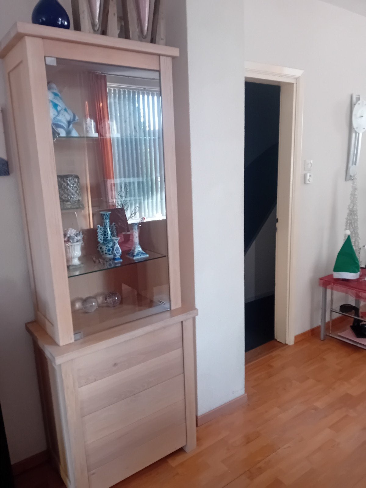 Handgemaakte Eiken Vitrinekast - 75x200 cm, Ophalen, Glas, 200 cm of meer, 50 tot 100 cm