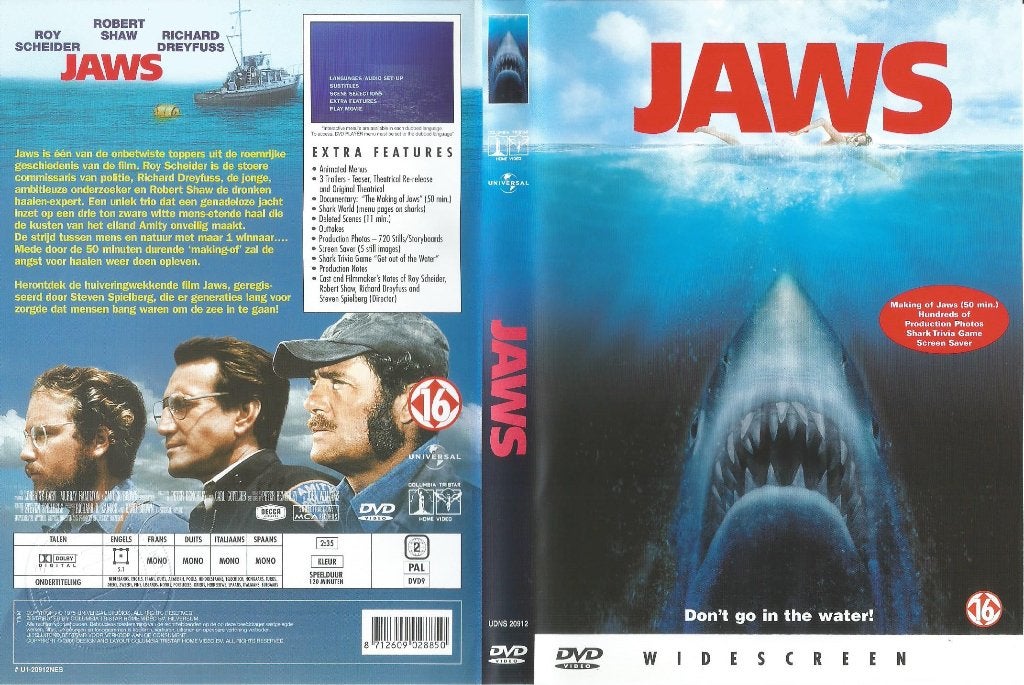 DVD Jaws van Steven Spielberg, Cd's en Dvd's, Dvd's | Horror, Vanaf 16 jaar, Ophalen of Verzenden, Zo goed als nieuw, Monsters