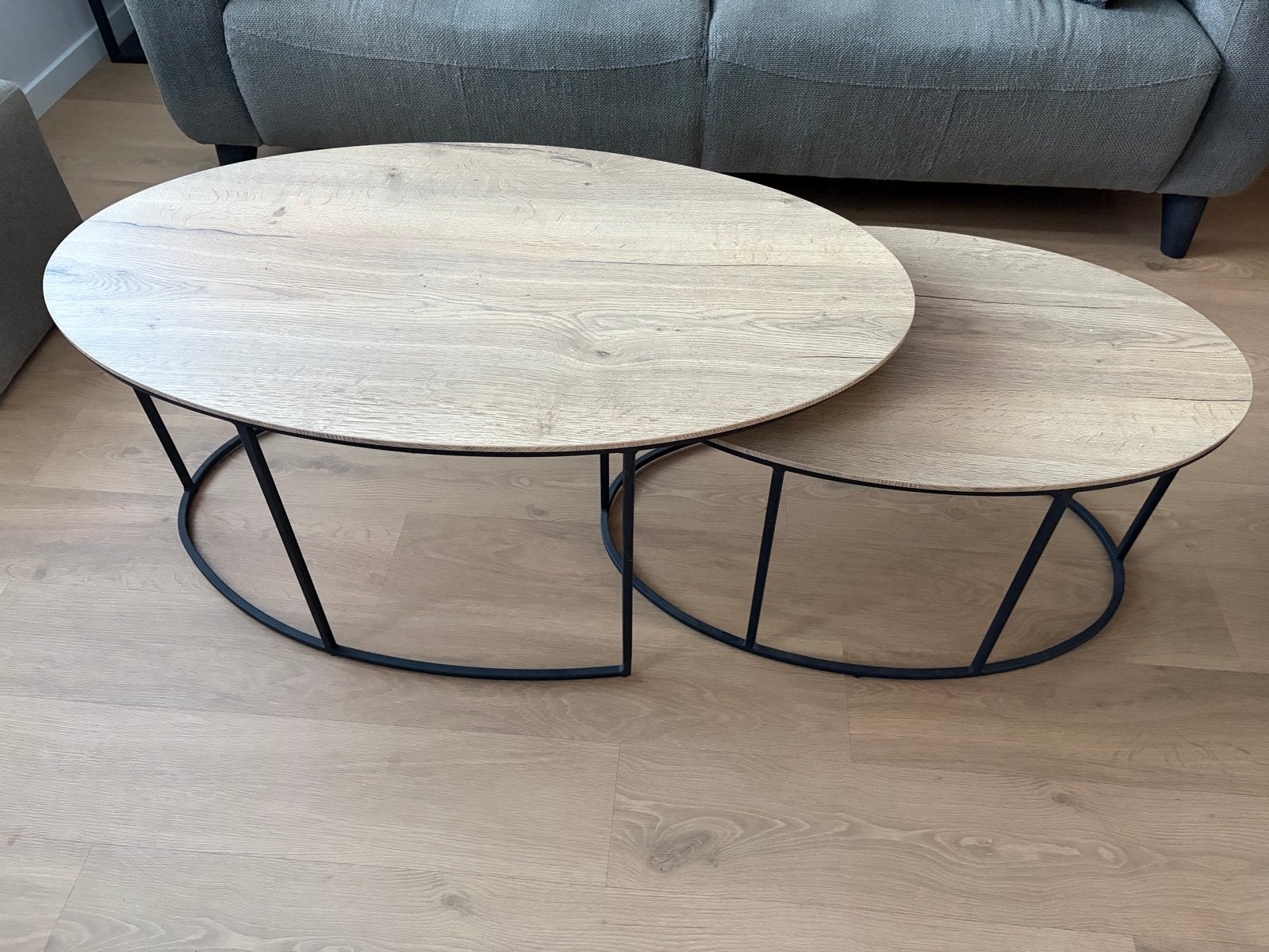 Set van 2 salontafels, Maxfurn Tauro, 100 tot 150 cm, Zo goed als nieuw, Ovaal, 5 – 50