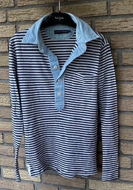 Originele blauw wit gestreepte top / polo Ralph Lauren XS, Nieuw, Lange mouw, Ralph Lauren, Maat 34 (XS) of kleiner