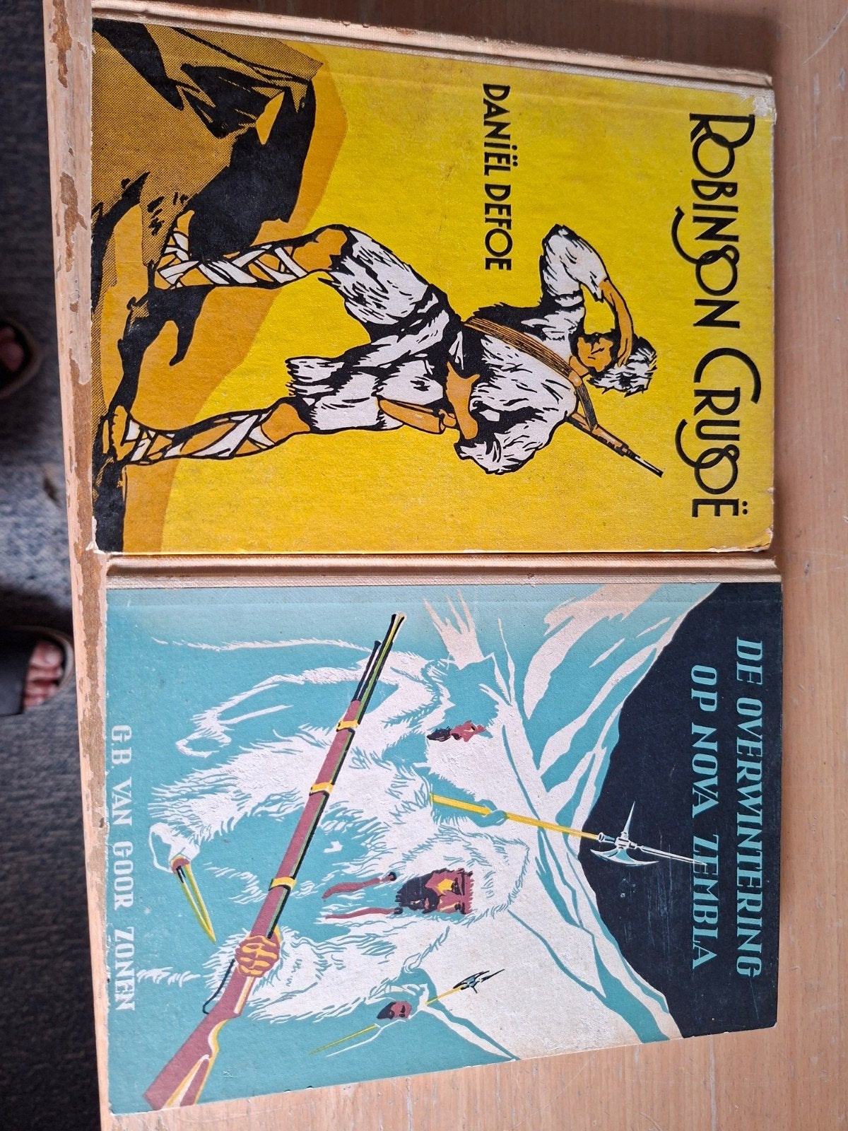 Robinson Crusoë & De Overwintering op Nova Zembla (2 boeken), Ophalen of Verzenden, Gelezen, Daniel Defoe / G.B. van Goor Zonen