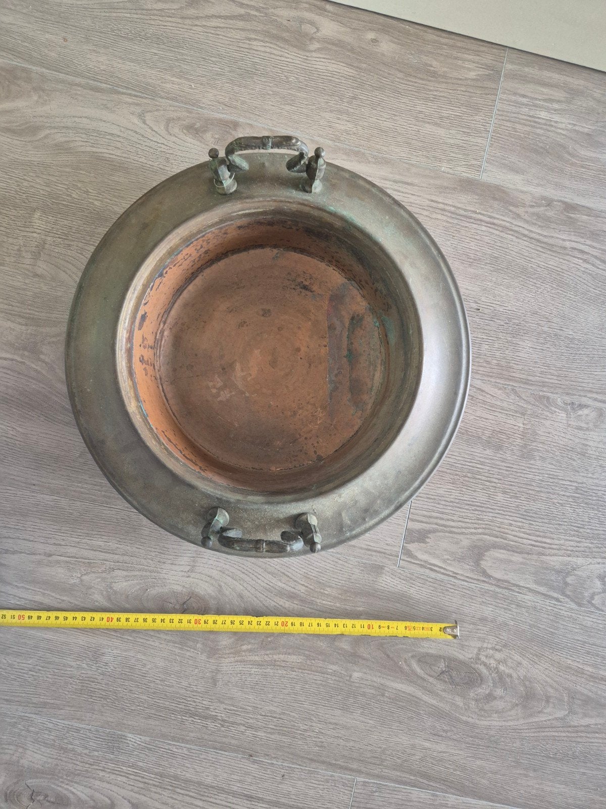 Antiek koperen schaal/ pan met handvaten, Antiek en Kunst, Antiek | Koper en Brons, Ophalen of Verzenden