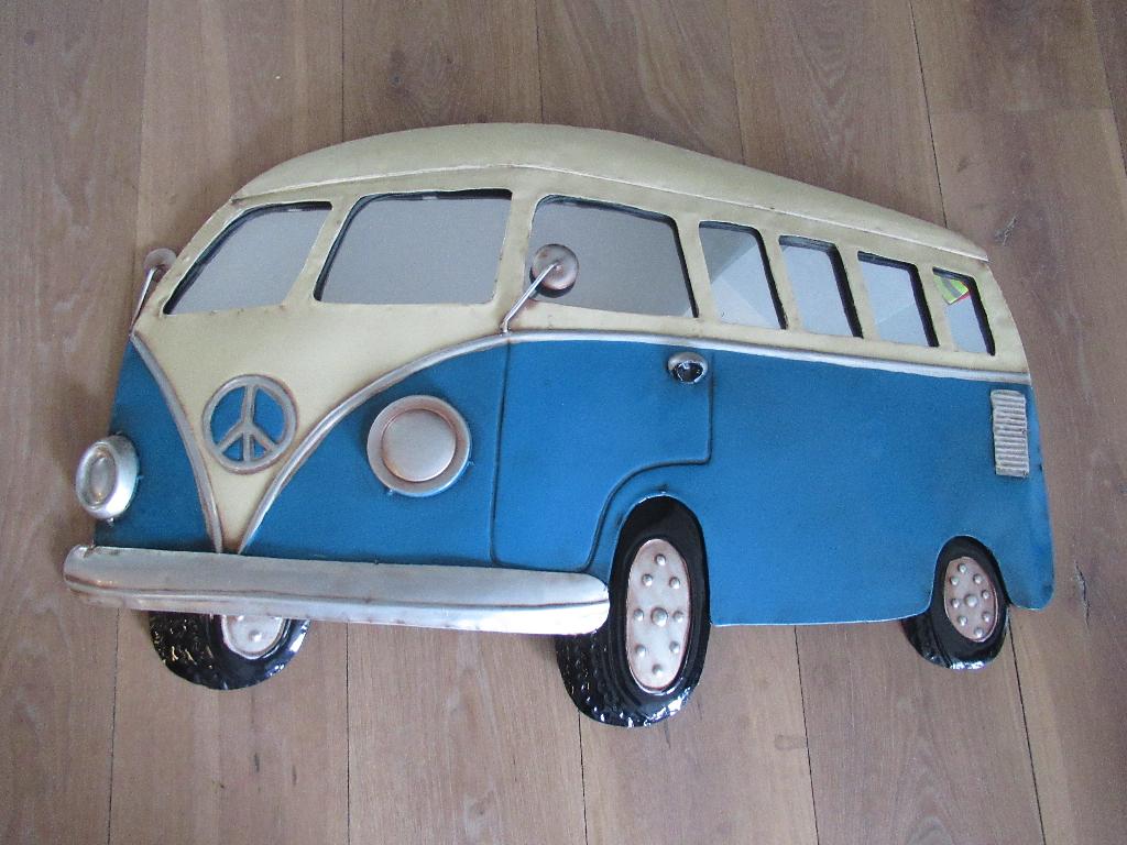 Grote 3D Reliëf Volkswagen VW bus blauw blikken bord spiegel, Ophalen of Verzenden, Zo goed als nieuw