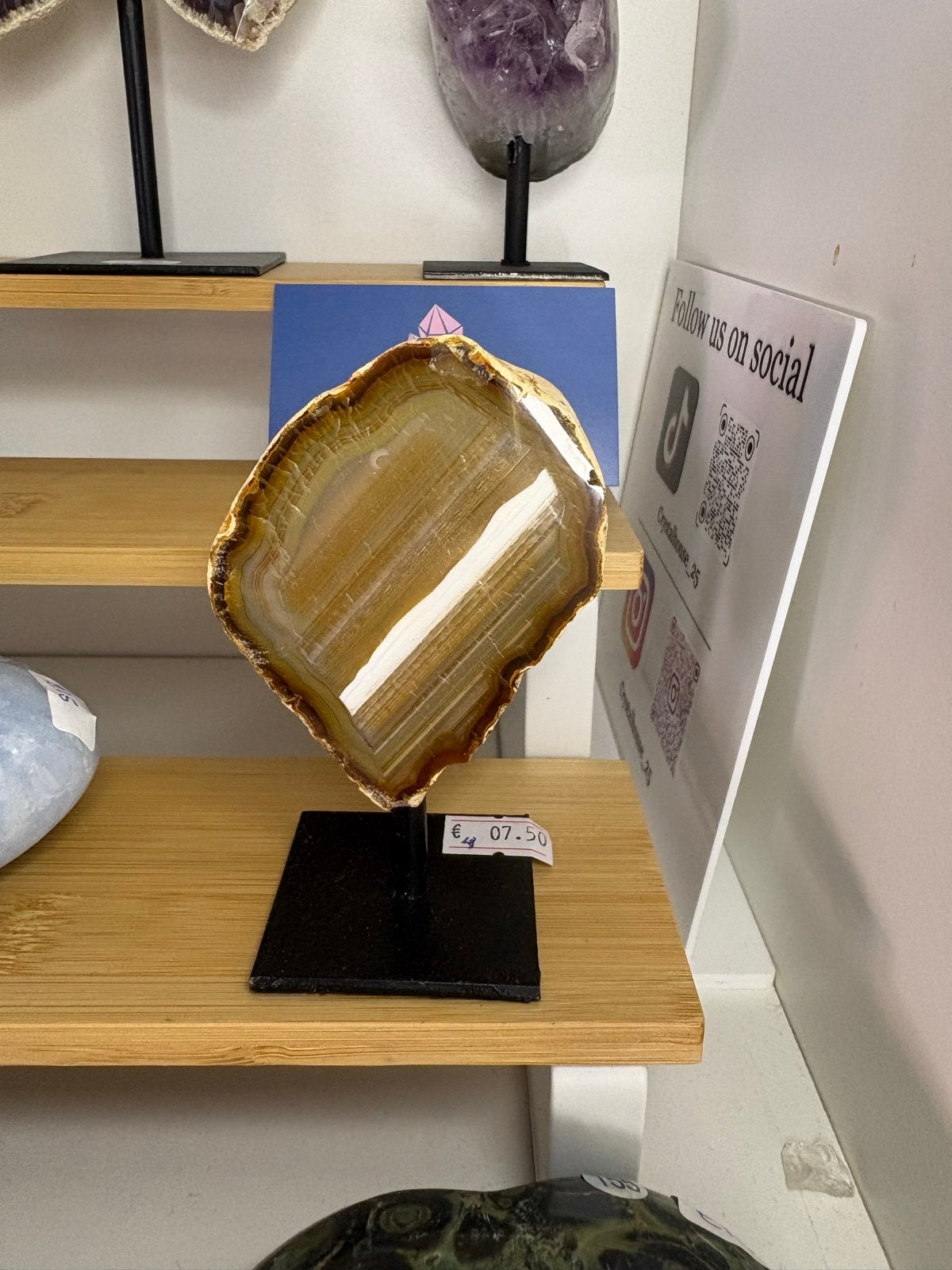 Agaat op pin - Decoratieve mineraal display, Ophalen of Verzenden, Gebruikt