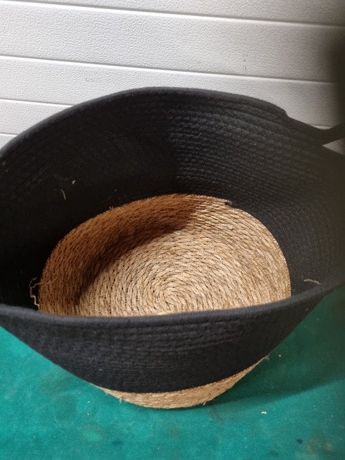mand katoen en riet zwart jens, Ophalen of Verzenden, 'T Olde Gre-j, Info@toldegrej.nl, Endepoelstraat 20f Didam