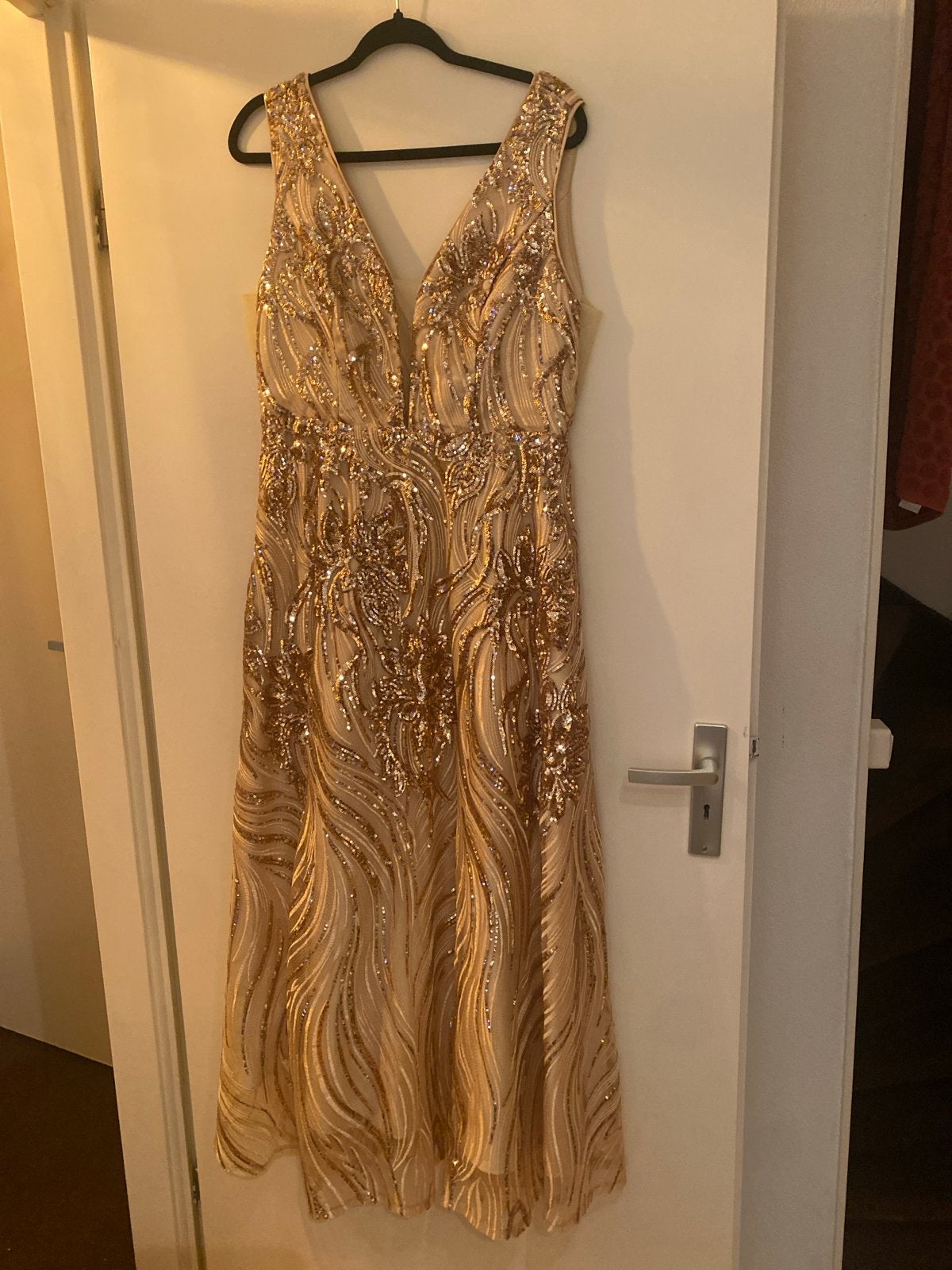 Gouden Galajurk met Pailletten - Maat XL, Kleding | Dames, Maat 46/48 (XL) of groter, Nieuw, Ophalen of Verzenden, Goud